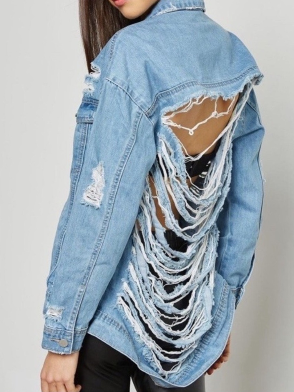 Missguided | Shredded Back Denim Women's Jacket Size US 6